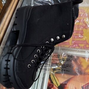 Brand New Black Lace-Up Combat Boots
